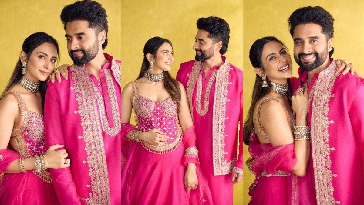 ganeshotsav 20253a rakul preet singh jackky bhagnani welcomes lord ganesha in royal look2c win hearts with twinning