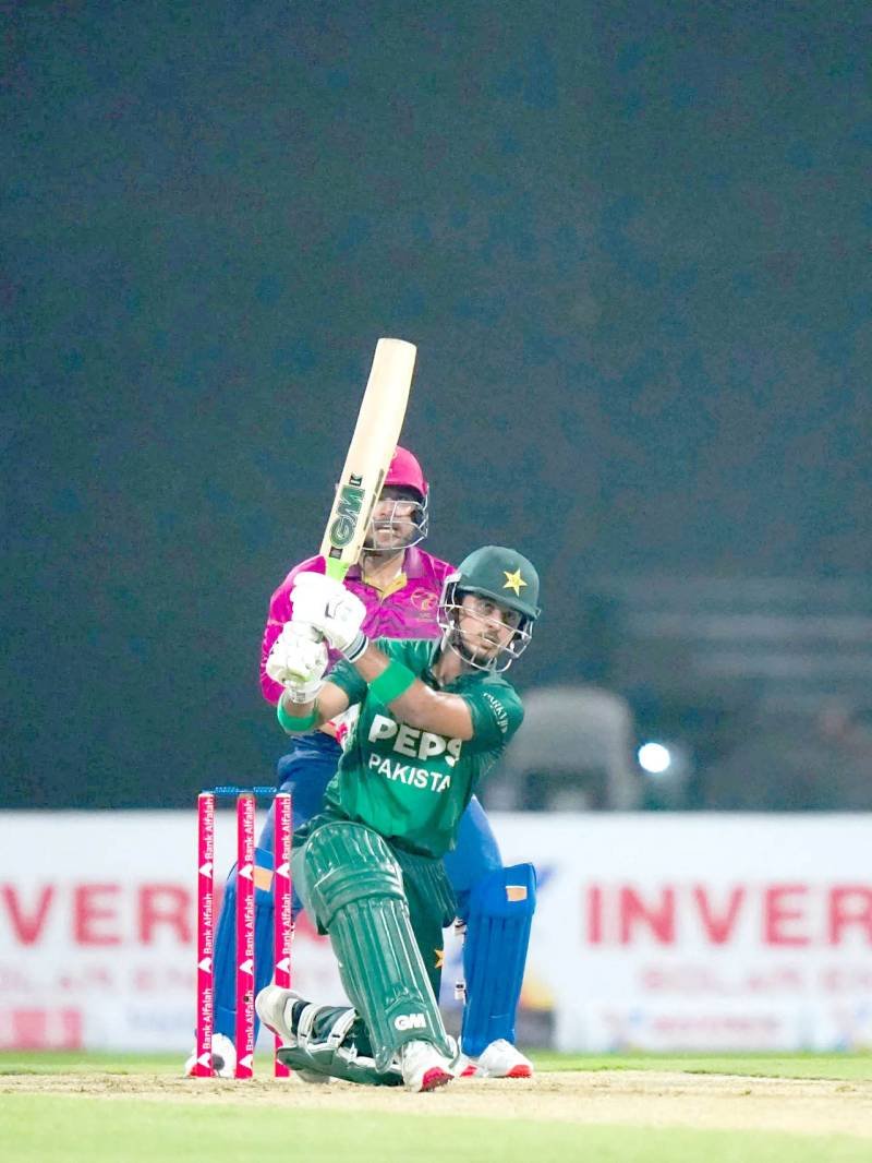 saim ayub shines as pakistan defeats uae in tri nation series