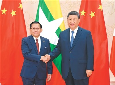 xi jinping meets myanmar acting president min aung hlaing politics peoples daily online