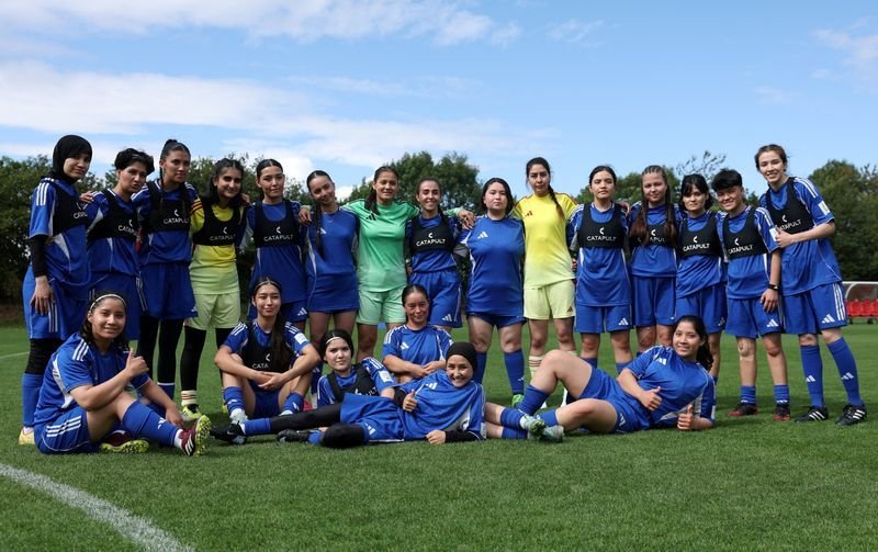 file photo: afghan women refugees train in england to build 23 player soccer squad