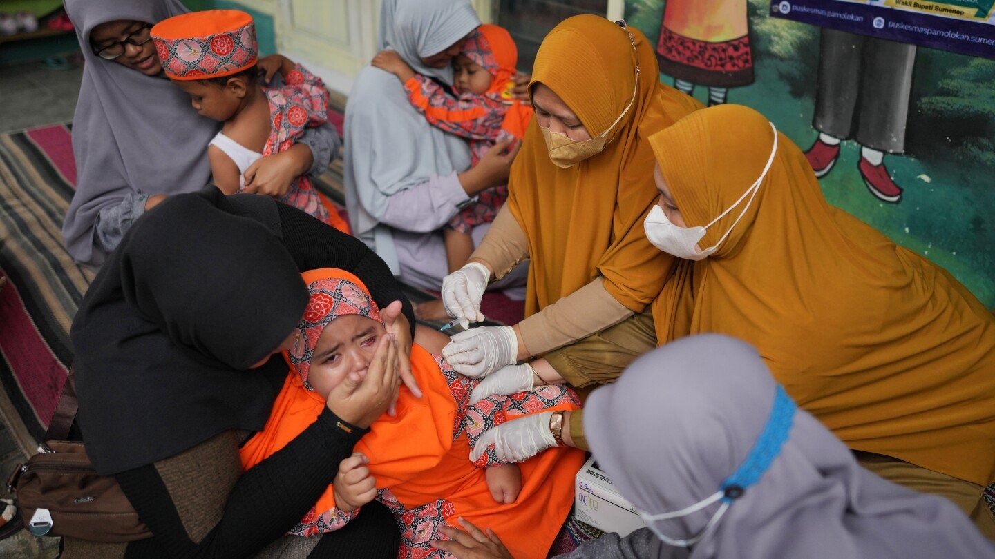 efforts to control measles outbreak in indonesia captured in photos