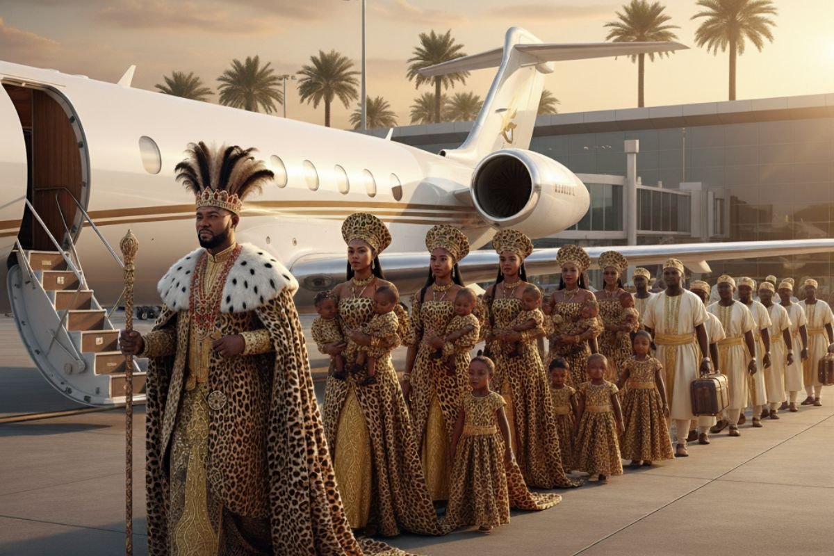 South Africa King Mswati III Of Eswatini Arrives in Dubai with 15 Wives, 30 Children, and 100 Servants, Social Media Abuzz