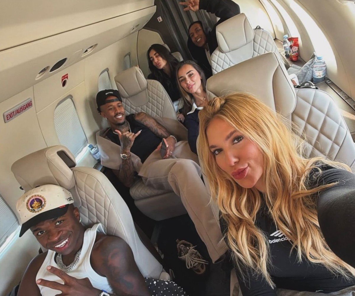 Virginia and Vini Jr. appear in their first photo together on a private jet